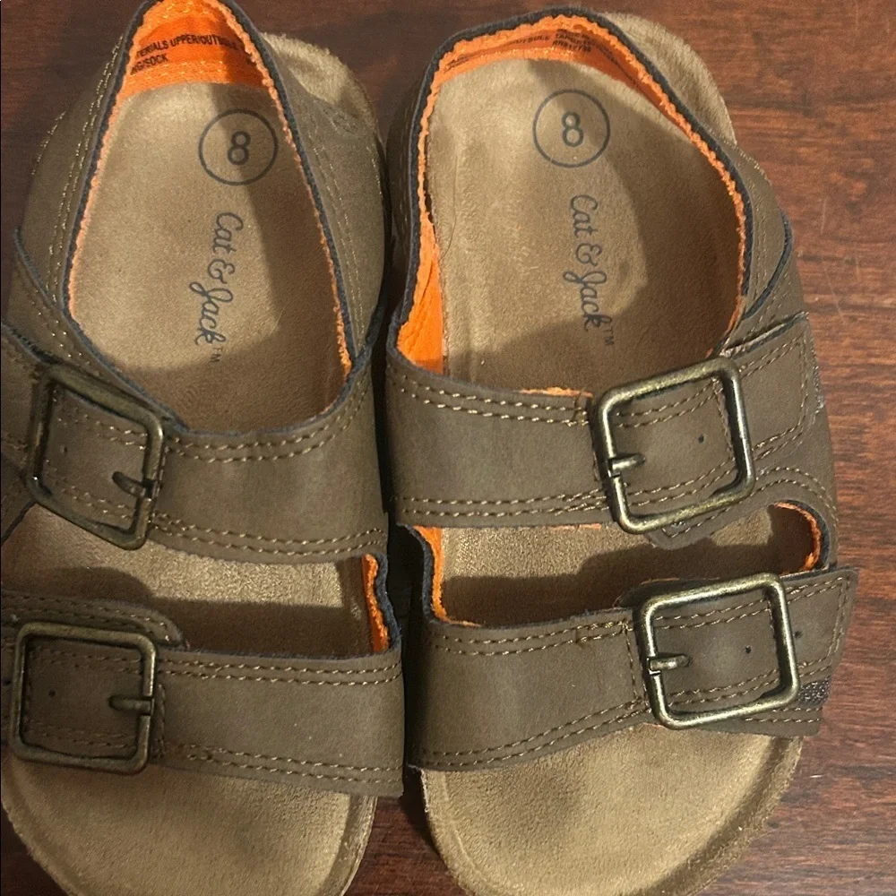 Cat & Jack Brown Sandals with Orange Accents
